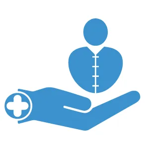 A hand protecting a person illustrating high patient priority.